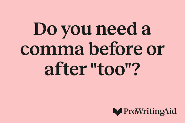 Do you need a comma before or after "too"?